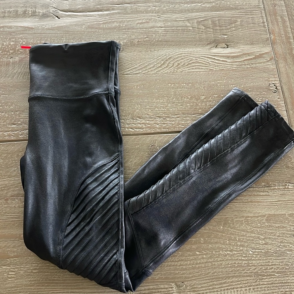 Spanx faux leather moto leggings